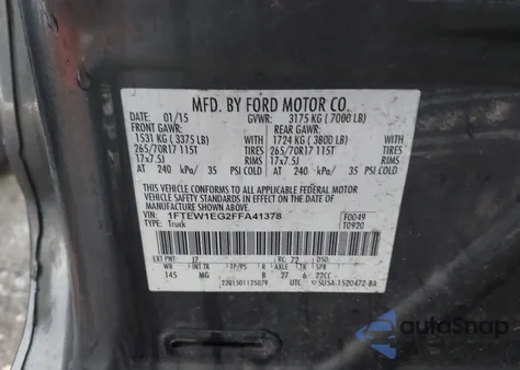 2015 Ford F-150 Xlt from USA, damaged, VIN 1FTEW1EG2FFA41378